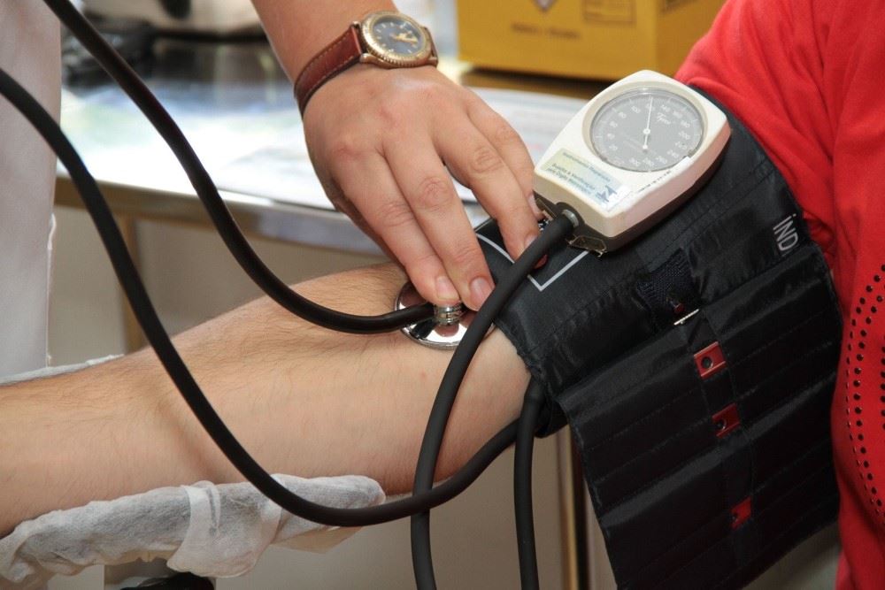 Patient getting blood pressure taken